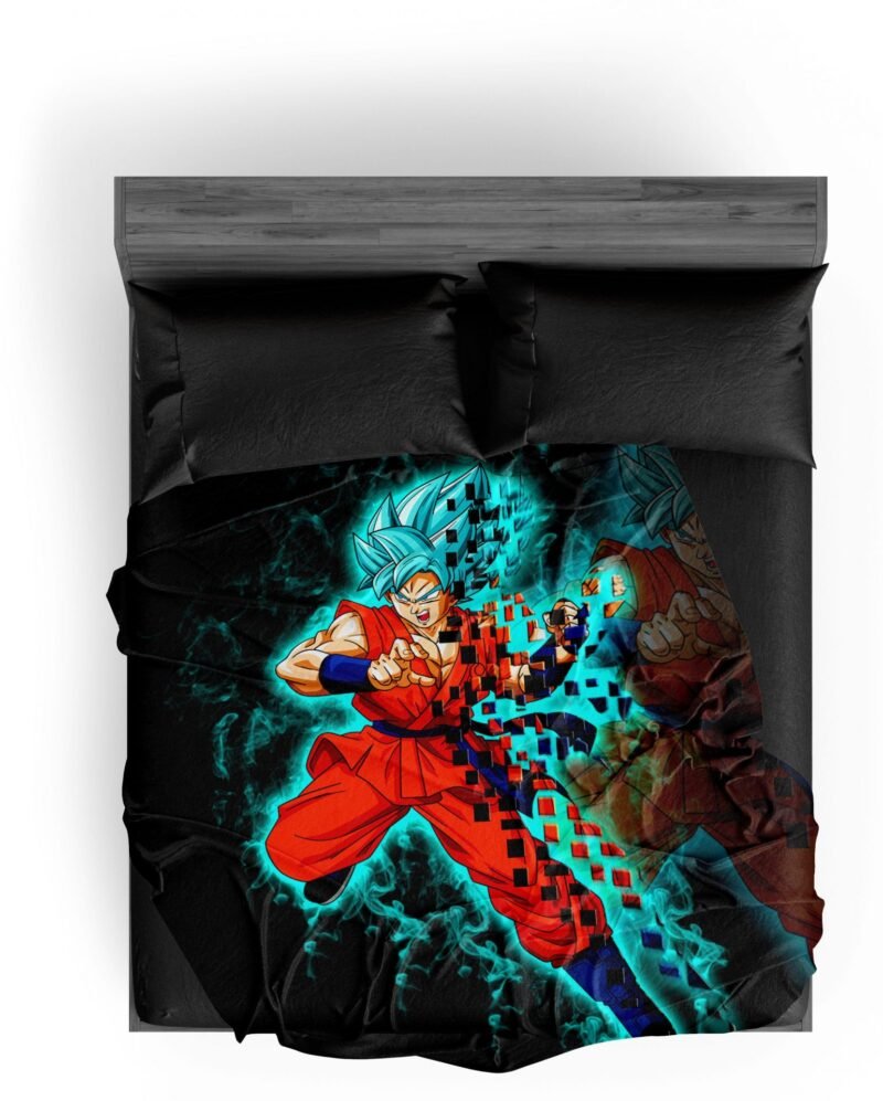 Plaid Dragon Ball Z Goku Blue Pixellisé – Image 2