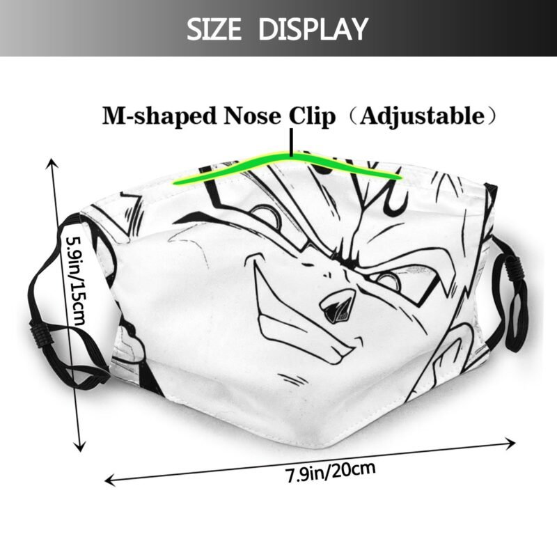 Dragon Ball Z Gohan Shonen Manga Protection’s Mask Funny Majin Vegeta Prince Of The Saiyans Washable Fabric Mask With Filters – Image 3