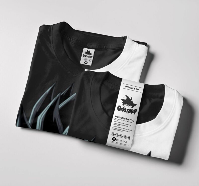 T-Shirt Dragon Ball Vegeta Noir & Blanc – Image 3