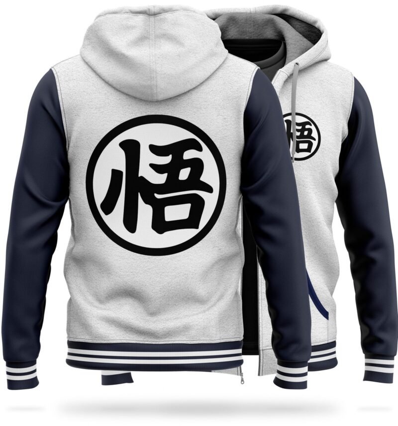 Veste DBZ Molletonnée Kanji “Go” (Blanc)