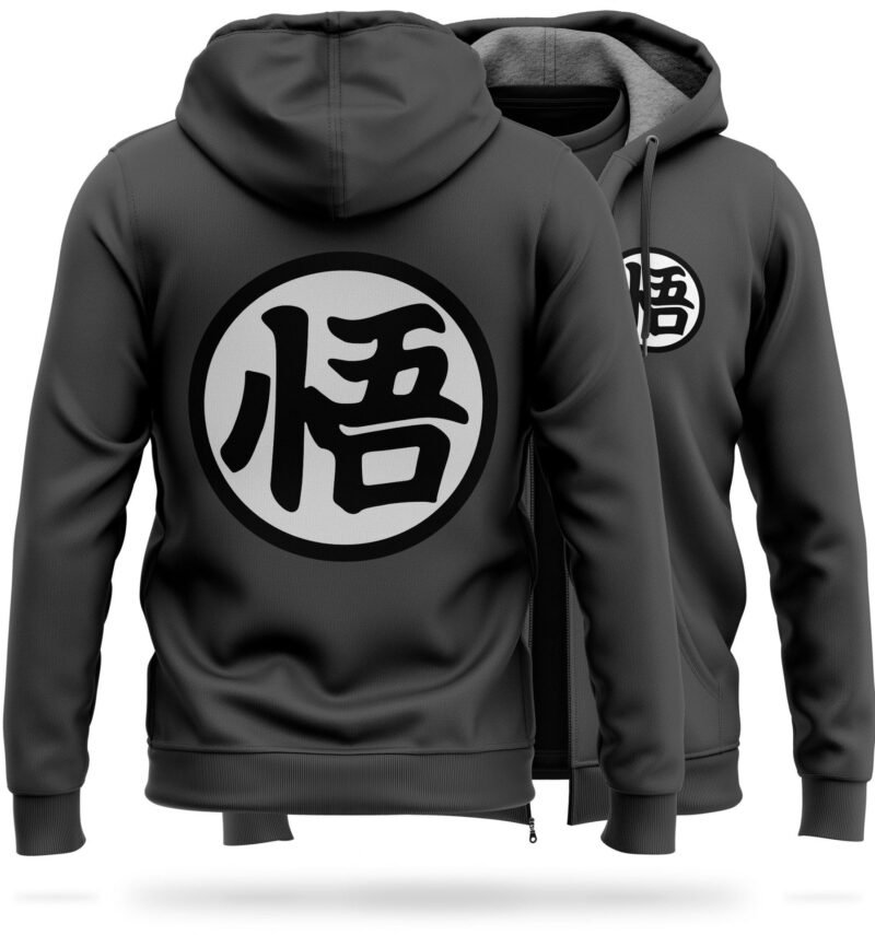 Veste DBZ Molletonnée Kanji “Go” (Gris)